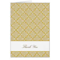 Elegant Bamboo Yellow Damask Thank You Card cards