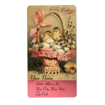 ELEGANT BASKET ,CHICKENS,FLOWERS AND EASTER EGGS SHIPPING LABELS
