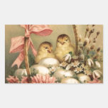 ELEGANT BASKET ,CHICKENS,FLOWERS AND EASTER EGGS RECTANGULAR STICKER