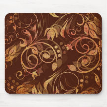 Elegant Batik Print Fall Floral Mouse Pad