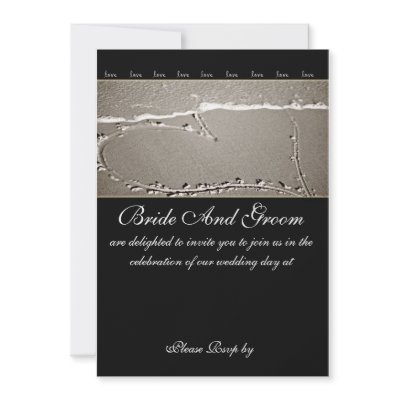 Elegant Beach Love Heart Wedding Invitation by jasminerohl