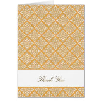 Elegant Beeswax yellow Damask Thank You Card cards
