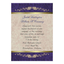 Elegant Beige and Purple Wedding Invitation