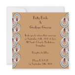 Elegant Beige & Brown Art Deco Linen Invites