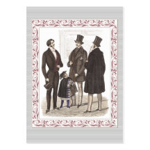 Elegant Biedermeier Gentlemen in Formal Wear Business Cards