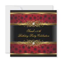 Elegant Birthday Party Red Black Gold Lace