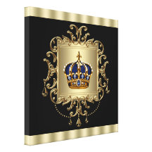 Elegant Black and Gold Crown Canvas Wall Art Print Stretched Canvas Prints