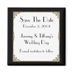 Elegant Black and Gold Frame Save the Date Magnet