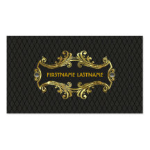 Elegant Black And Gold Vintage Gold Lace Frame Business Cards