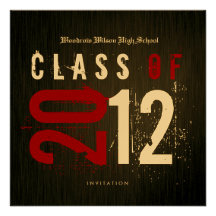Elegant Black and Metallic Gold Class of 2012 Custom Invites