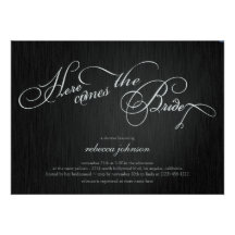 Elegant Black and Metallic Silver - Bridal Shower Custom Invites