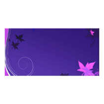 Elegant black and pink leaves picture card