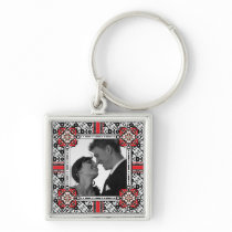Elegant Black and Red Keepsake Photo Keychain