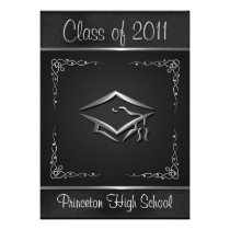Elegant Black and Silver Graduation Invitations invitations