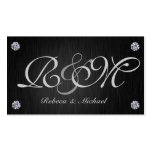 Elegant Black and Silver with Diamonds RSVP Cards Business Card Templates