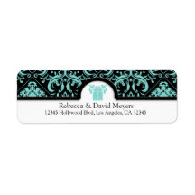 Elegant Black and Teal Blue Double Happiness Labels