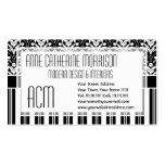 Elegant Black and White Art Deco Damask Stripes Business Card