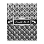 Elegant Black and White Art Deco Floral Damask Flyer