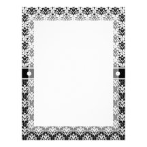 Elegant Black and White Art Deco Floral Damask Customized Letterhead