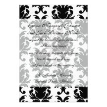 elegant black and white damask announcement