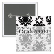 elegant black and white damask buttons