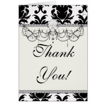 elegant black and white damask cards