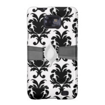 elegant black and white damask samsung galaxy cases