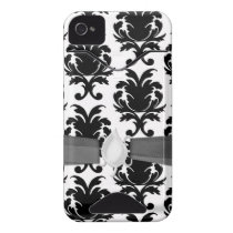 elegant black and white damask iphone 4 id case