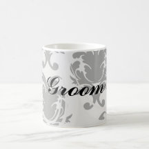 elegant black and white damask coffee mugs