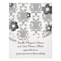 elegant black and white damask custom invitation