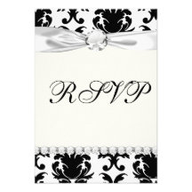 elegant black and white damask custom invite