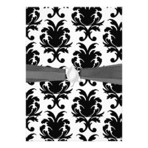 elegant black and white damask custom invites