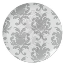 elegant black and white damask dinner plate