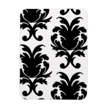 elegant black and white damask flexible magnet