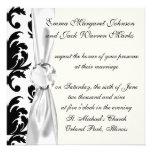elegant black and white damask personalized invites