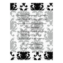 elegant black and white damask invitations