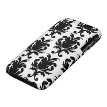 elegant black and white damask iPhone 3 cases