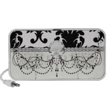 elegant black and white damask iPod speakers