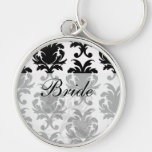 elegant black and white damask key chain