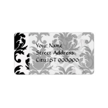 elegant black and white damask custom address labels