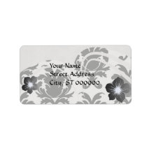 elegant black and white damask custom address label