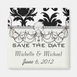 elegant black and white damask refrigerator magnets