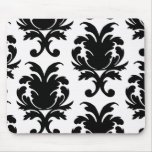 elegant black and white damask mousepad