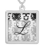 elegant black and white damask necklace