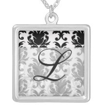 elegant black and white damask necklace