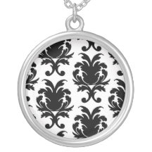 elegant black and white damask pendant