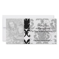 elegant black and white damask photo cards