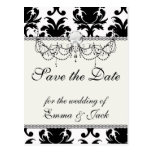 elegant black and white damask post cards