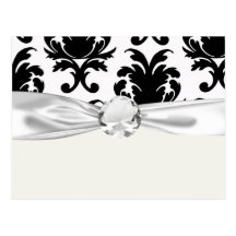 elegant black and white damask post cards