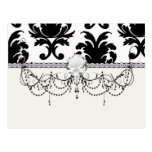 elegant black and white damask postcard